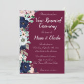 Vow Renewal Ceremony Elegant Florals Burgundy Kaart (Staand voorkant)