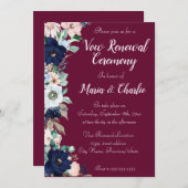 Vow Renewal Ceremony Elegant Florals Burgundy Kaart (Voorkant / Achterkant)