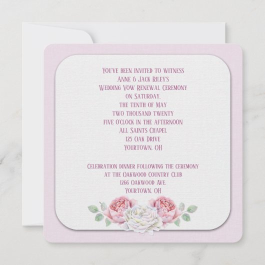 Vow Renewal Ceremony-waterverf roos met adem Kaart (Achterkant)