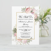 Vow Renewal Dusty Blush Pink Floral Kaart (Staand voorkant)