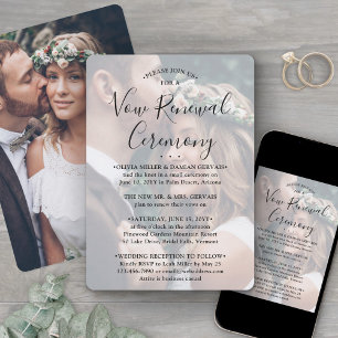 Vow Renewal Elegant Photo Overlay Sequel Wedding Kaart
