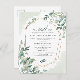 Vow Renewal Eucalyptus Greenery Geometric Wedding Uitnodiging Briefkaart