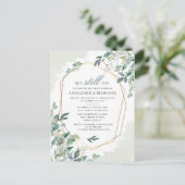 Vow Renewal Eucalyptus Greenery Geometric Wedding Uitnodiging Briefkaart (Staand voorkant)