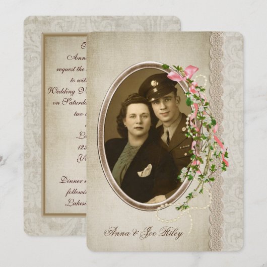 Vow Renewal-floral branch on oval photolijst Kaart (Voorkant / Achterkant)