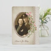 Vow Renewal-floral branch on oval photolijst Kaart (Staand voorkant)