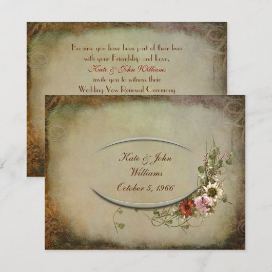 Vow Renewal floral lijst Kaart (Voorkant / Achterkant)