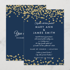 Vow Renewal Gold Faux Glitter Confetti Navy Kaart
