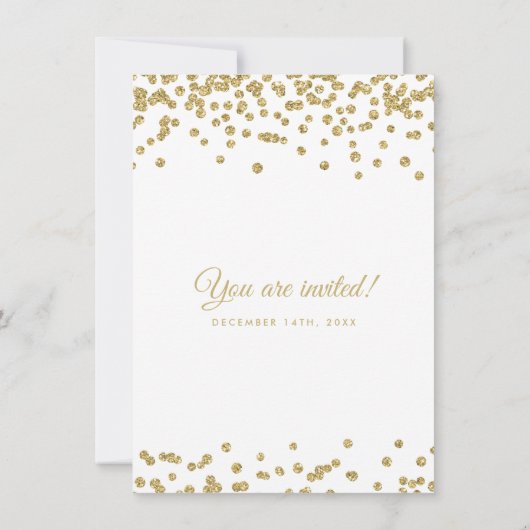 Vow Renewal Gold Faux Glitter Confetti White Kaart (Achterkant)