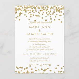 Vow Renewal Gold Faux Glitter Confetti White Kaart