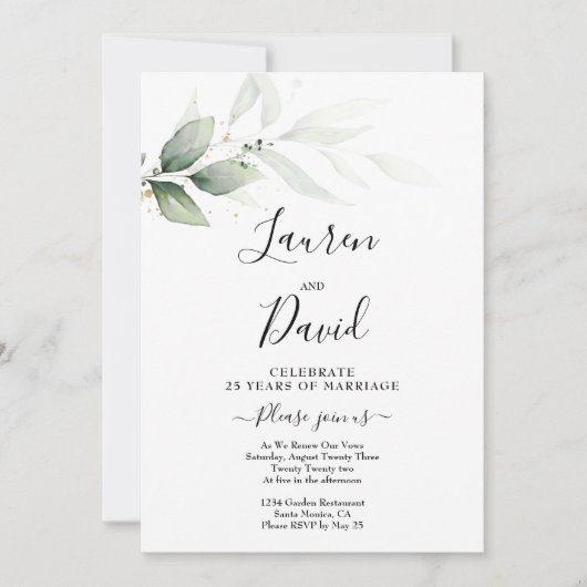 Vow Renewal greenery Invitation Kaart (Voorkant)