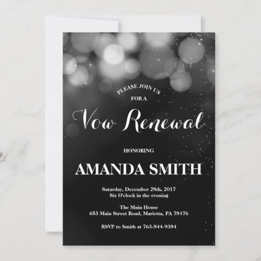 Vow Renewal Invitation Card Silver Glitter Kaart (Voorkant)