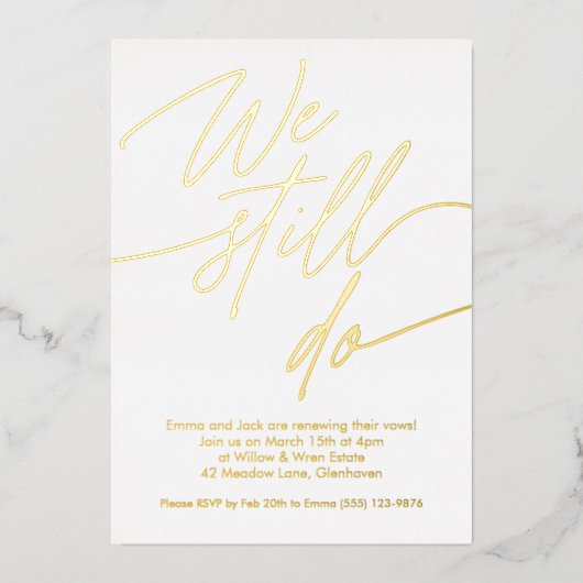 Vow Renewal Invitations Simple Gold Foil Folie Uitnodiging (Voorkant)