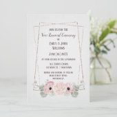 Vow Renewal Pink Anemone en Glitter Lijst Invitat Kaart (Staand voorkant)
