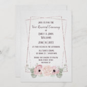 Vow Renewal Pink Anemone en Glitter Lijst Invitat Kaart (Voorkant / Achterkant)
