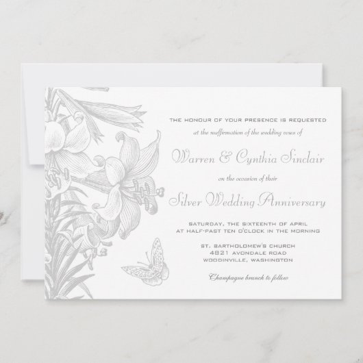 Vow Renewal Silver 25th Wedding Jubileum Kaart (Voorkant)