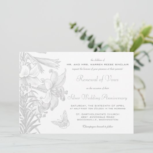 Vow Renewal Silver 25th Wedding Jubileum Kaart (Staand voorkant)