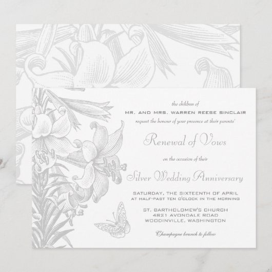 Vow Renewal Silver 25th Wedding Jubileum Kaart (Voorkant / Achterkant)