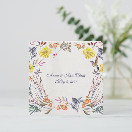 Vow Renewal waterverf florale grens Kaart (Staand voorkant)