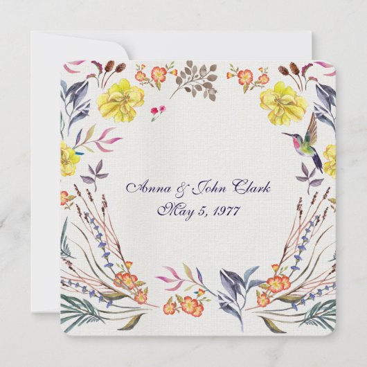 Vow Renewal waterverf florale grens Kaart (Voorkant)