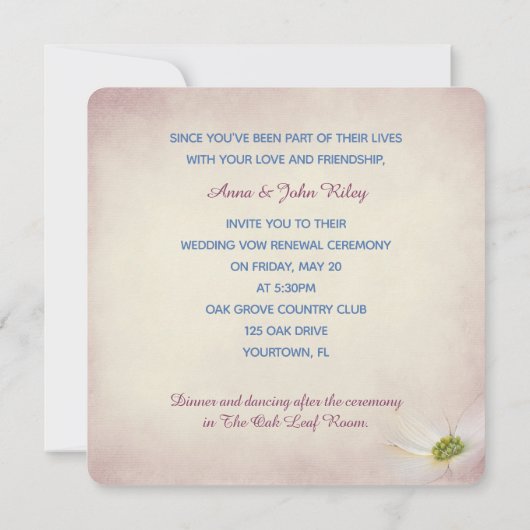 vow-verlenging waterverf met maaltijd en lily kaart (Achterkant)