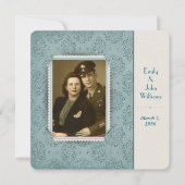 vow vernieuwing  glitter damask foto lijst kaart (Voorkant)