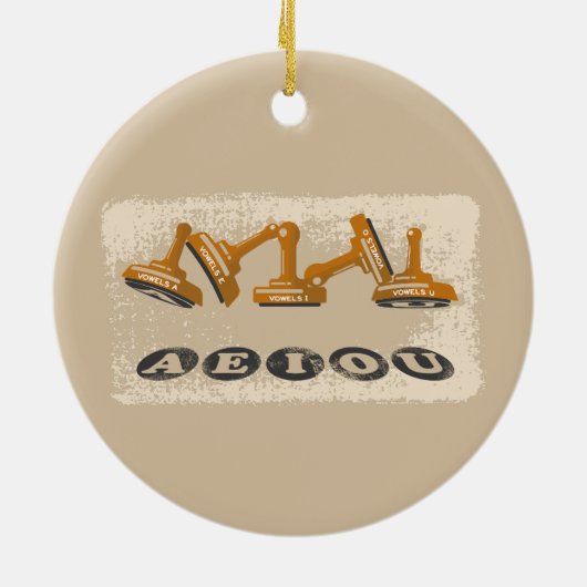 Vowels AEIOU Engelse taal Keramisch Ornament (Achterkant)