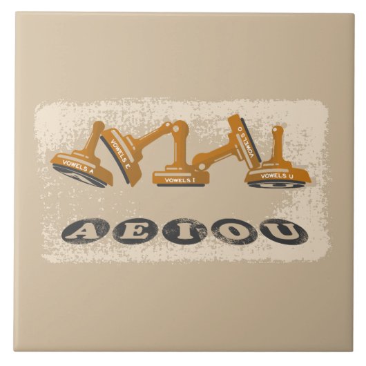 Vowels AEIOU Engelse taal Tegeltje (Voorkant)