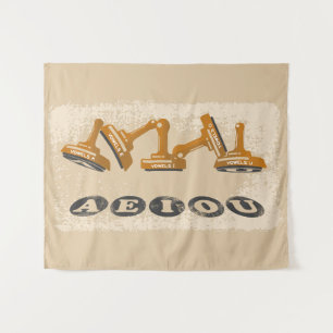 Vowels AEIOU Engelse taal Wandkleed