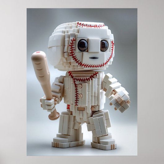 Voxel baseball mascot character poster (Voorkant)