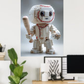 Voxel mascotte karakter honkbal poster (Thuiskantoor)