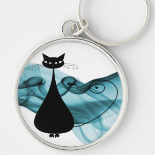 VoxKitty Black Cat op golf van blauw Sleutelhanger