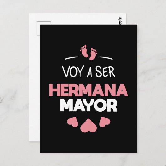 Voy a ser hermana mayor briefkaart (Voorkant / Achterkant)