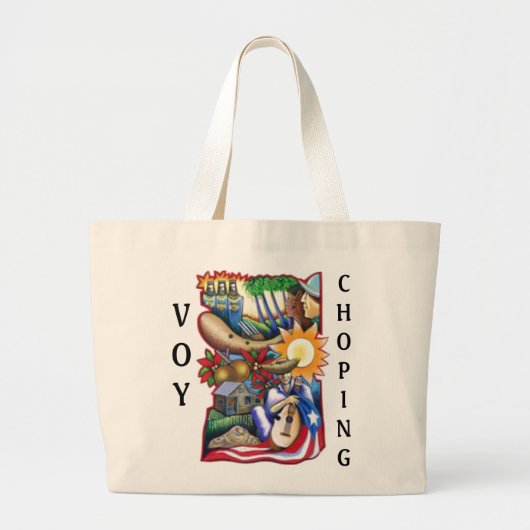 Voy Chopping-vertaald spanglish (Going Shopping) Grote Tote Bag (Voorkant)
