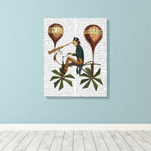 Voyage A La Lune Hot Air-ballon Canvas Afdruk (Insitu (Houten vloer))