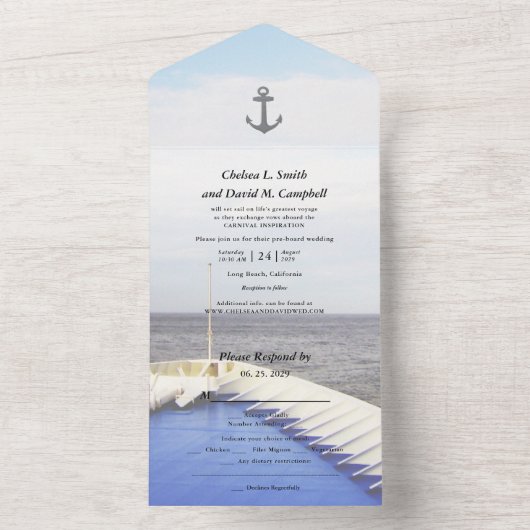 ©Voyage/Cruise Ship/Destination Wedding Al All In One Uitnodiging (Binnen)