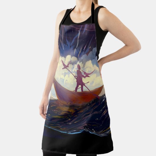 “Voyage Through the Storm” All-Over Print Apron Schort (Insitu)
