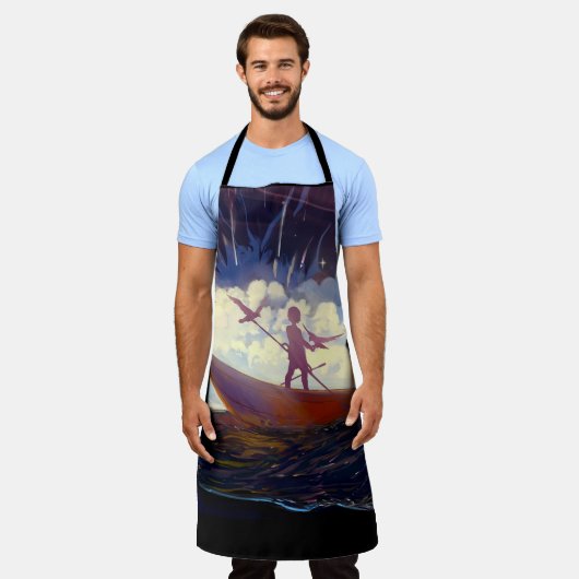 “Voyage Through the Storm” All-Over Print Apron Schort (Gedragen)