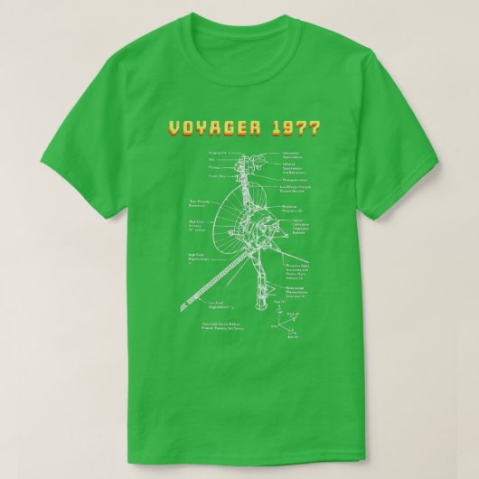 Voyager 1977 Space Probe Mission T-shirt (Design voorkant)