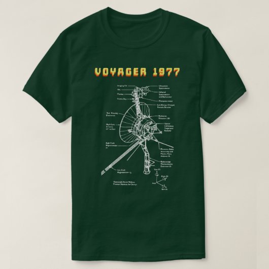 Voyager 1977 Space Probe Mission T-shirt (Design voorkant)