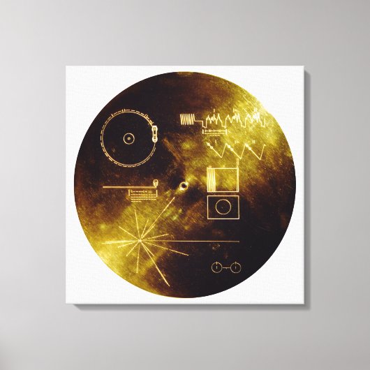 Voyager 1 + 2 Geluiden van Earth Record Gold Hoesj Canvas Afdruk (Voorkant)