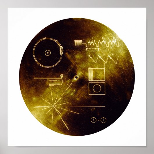 Voyager 1 + 2 Geluiden van Earth Record Gold Hoesj Poster (Voorkant)