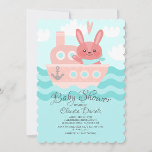 Voyager Bunny Shower Invitation Roze Kaart