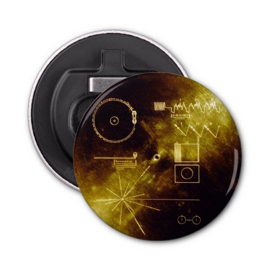 Voyager Golden Record Button Flesopener (Voorkant)