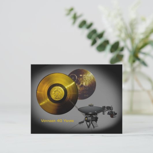Voyager Spacecraft en Golden Record op 40 Briefkaart (Staand voorkant)