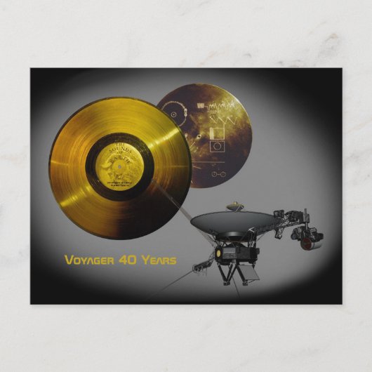 Voyager Spacecraft en Golden Record op 40 Briefkaart (Voorkant)