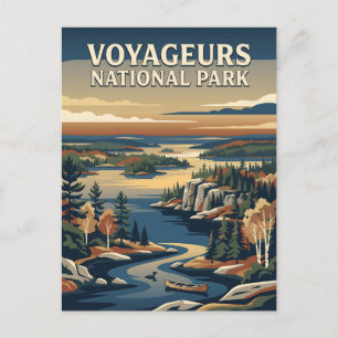 Voyageurs Minnesota Meren Retro Vintage Poster Briefkaart