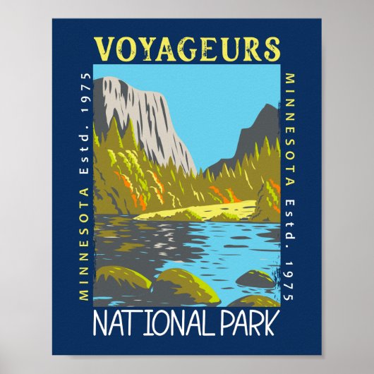 Voyageurs Nationaal Park Minnesota Retro in nood Poster (Voorkant)