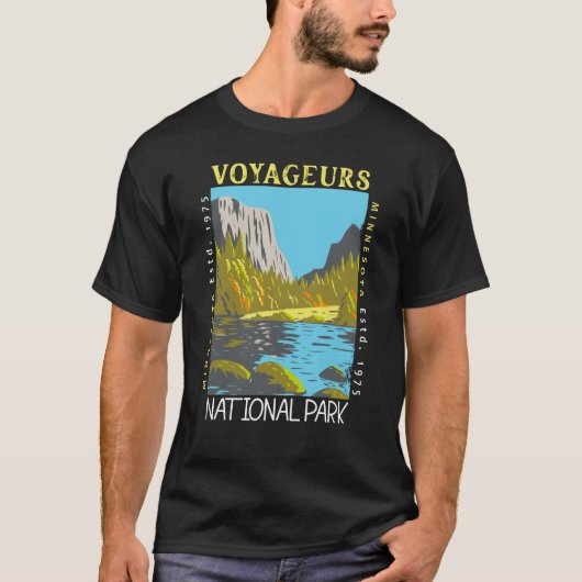 Voyageurs Nationaal Park Minnesota Retro in nood T-shirt (Voorkant)