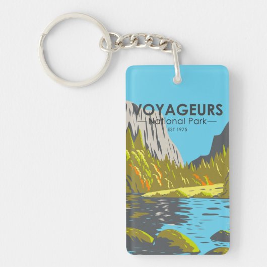 Voyageurs Nationaal Park Minnesota Vintage Sleutelhanger (Voorkant)