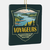 Voyageurs National Park Illustratie Retro Badge Keramisch Ornament (Rechts)